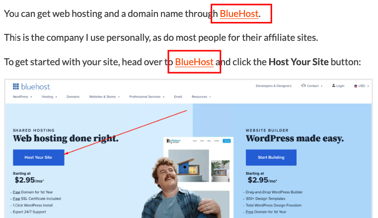 how to add affiliate links into affiliate blog posts
