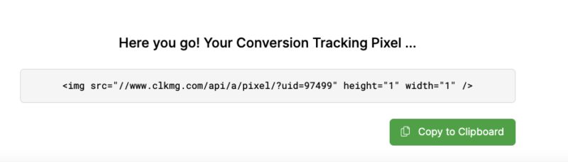 how to create a tracking pixel in clickmagick