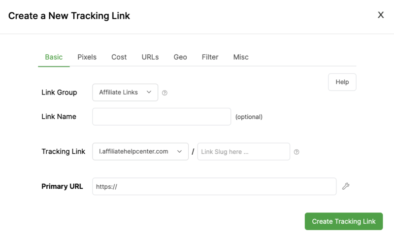 clickmagick review - creating a tracking link