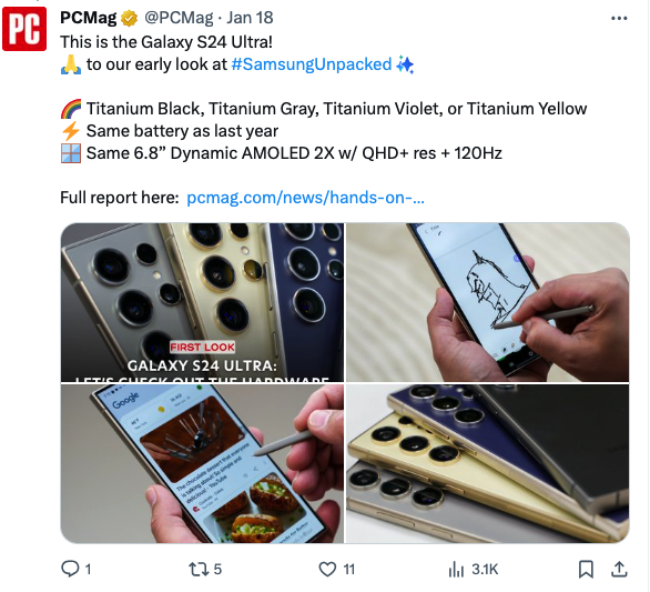 example of pcmag promoting affiliate products on twitter