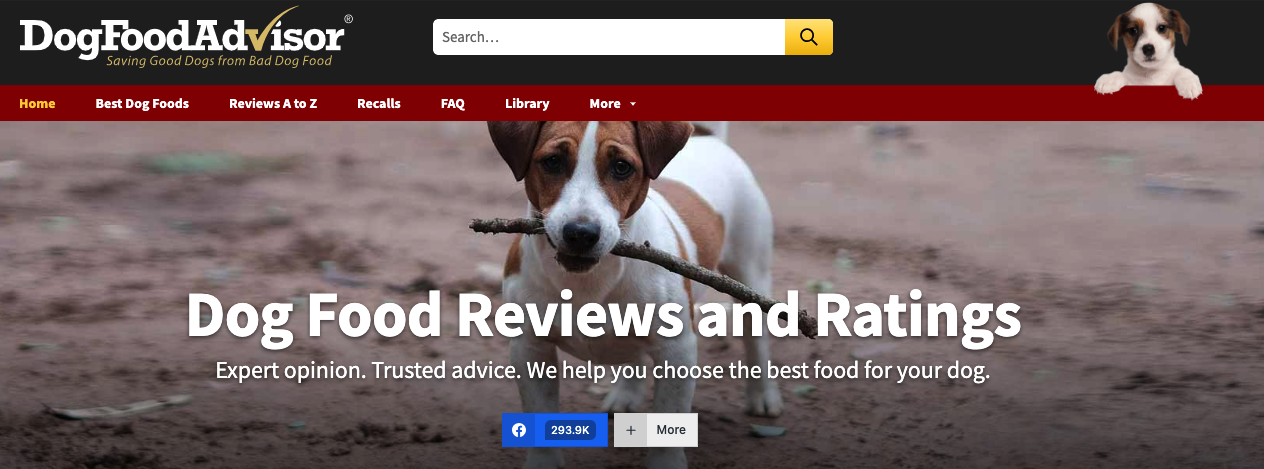 affiliate marketing website example - dogfoodadvisor
