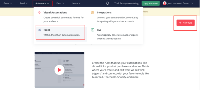 how to use link triggers in convertkit